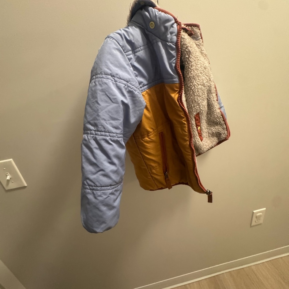 Patagonia Kids Puffer Jacket in Light Blue and Mustard